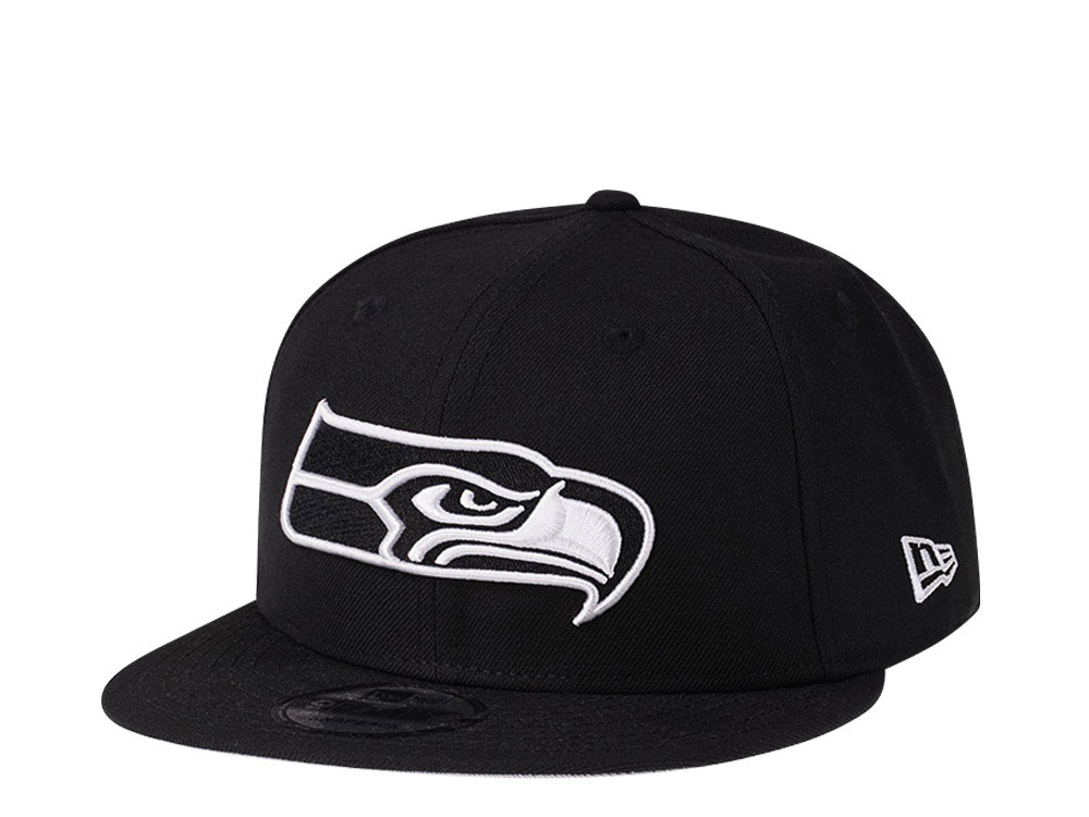 New Era Seattle Seahawks Black & White Snapback 9Fifty Cap
