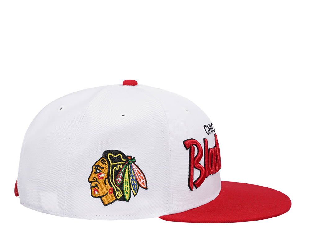 47Brand Chicago Blackhawks White Crosstown Script Captain MVP Snapback Cap
