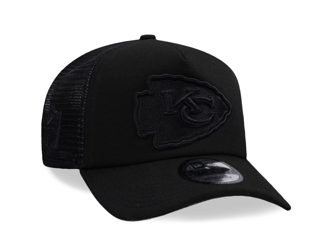 New Era Kansas City Chiefs Black Foam Trucker 9Forty A Frame Snapback Cap
