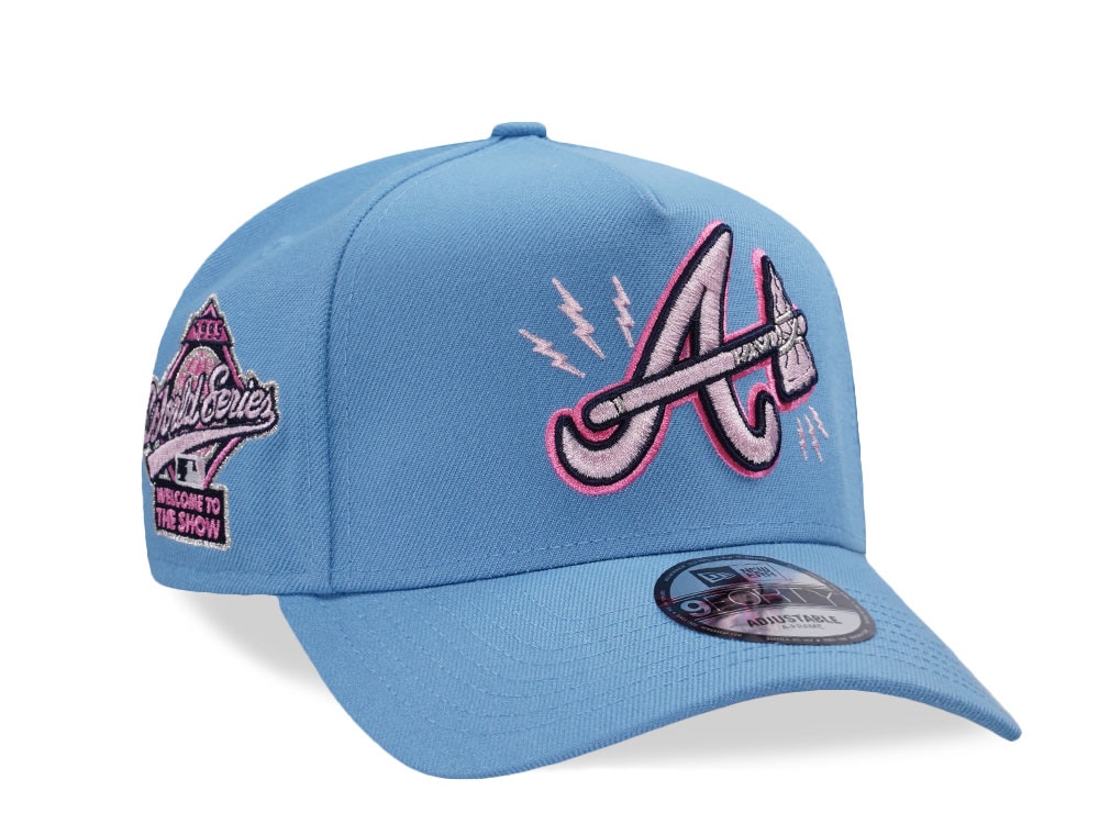New Era Atlanta Braves World Series 1995 Sky Pink Prime Edition 9Forty A Frame Snapback Cap