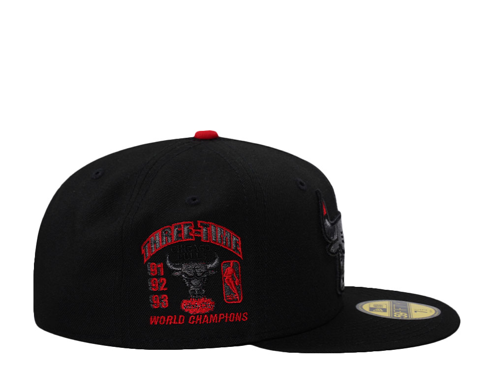 New Era Chicago Bulls Three Time Champions Blackout Prime Edition 59Fifty Fitted Cap
