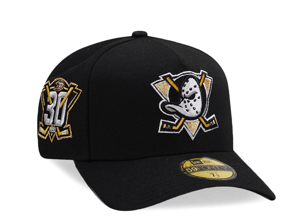 New Era Anaheim Ducks 30th Anniversary Black Prime Edition 59Forty A Frame Fitted Cap