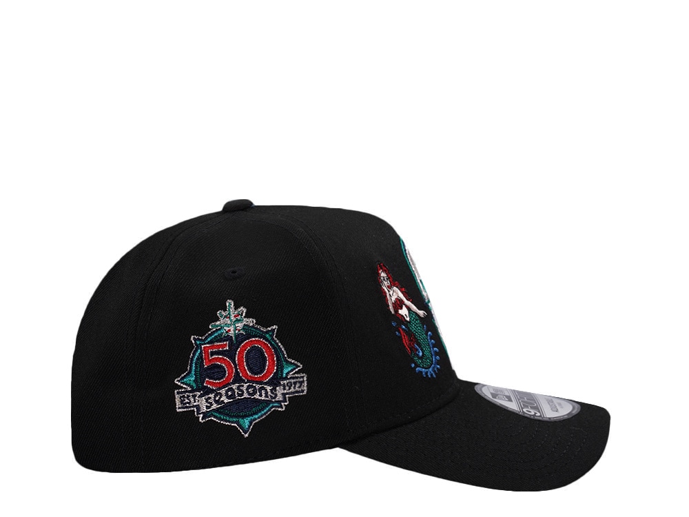 New Era Seattle Mariners 50th Anniversary Mermaid Black Prime Edition 9Forty A Frame Snapback Cap