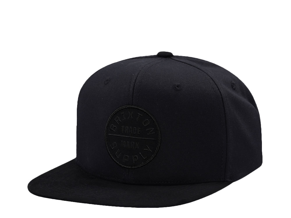 Brixton Supply Logo Black on Black Snapback Cap