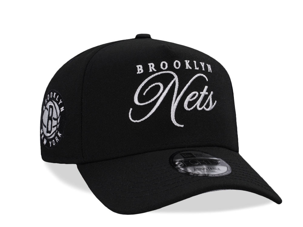 New Era Brooklyn Nets Classic Script Black Prime Edition 9Forty A Frame Snapback Cap