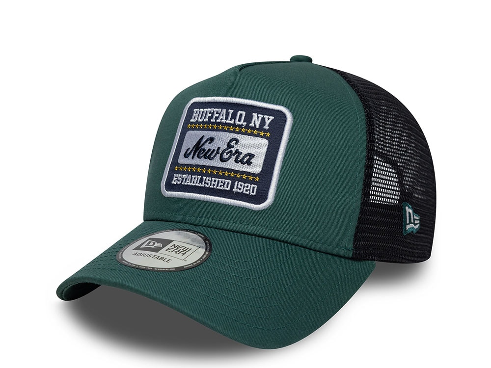 New Era Patch Dark Green 9Forty A Frame Trucker Snapback Cap