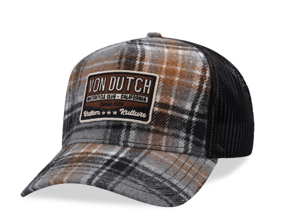 Von Dutch Flannel Patch Trucker Snapback Cap