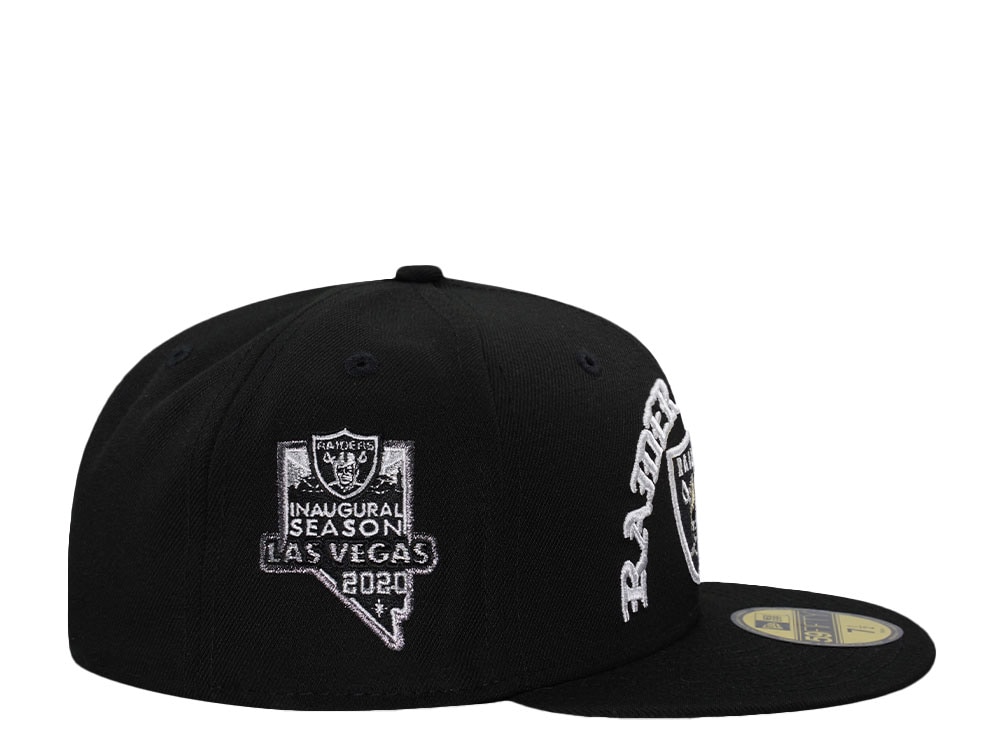 New Era Las Vegas Raiders Inaugural Season 2020 Script Black Prime Edition 59Fifty Fitted Cap