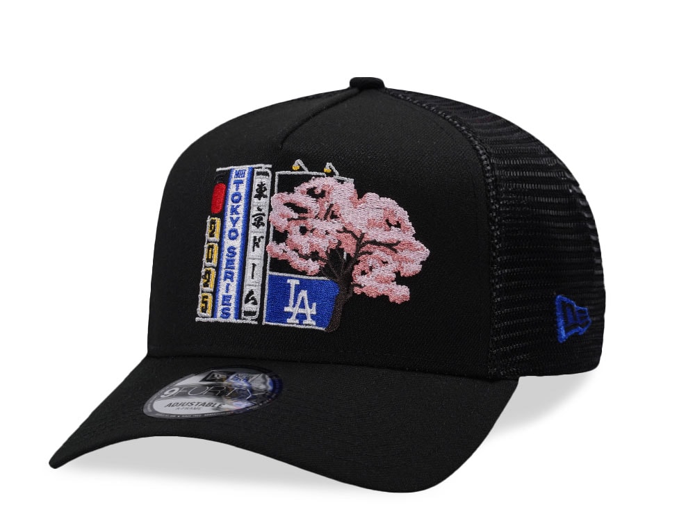New Era Los Angeles Dodgers Tokyo Series 2025 Black Prime Edition 9Forty A Frame Trucker Snapback Cap