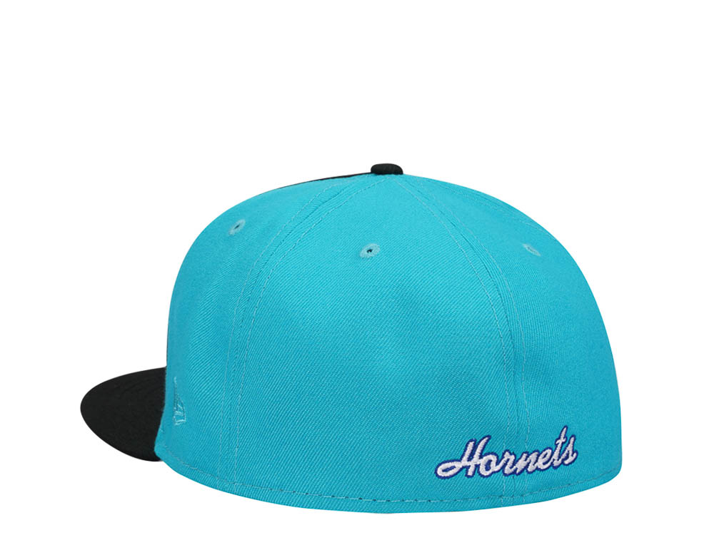 New Era Charlotte Hornets Chrome Black Teal Two Tone Edition 59Fifty Fitted Cap