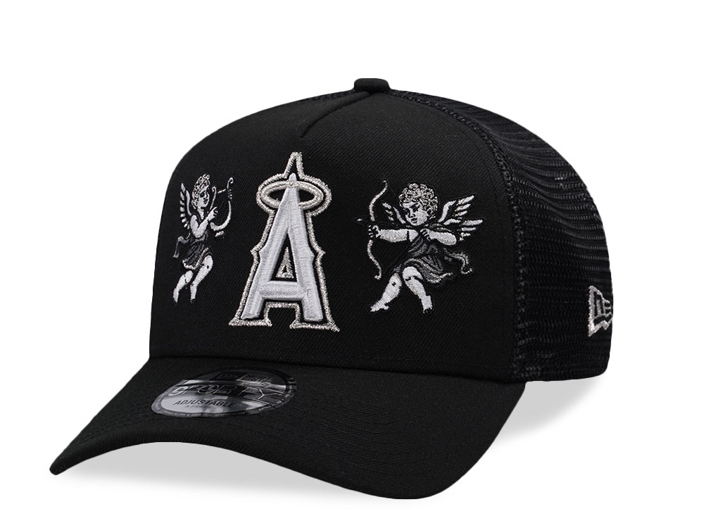 New Era Anaheim Angels Cupids Black Prime Edition 9Forty A Frame Trucker Snapback Cap