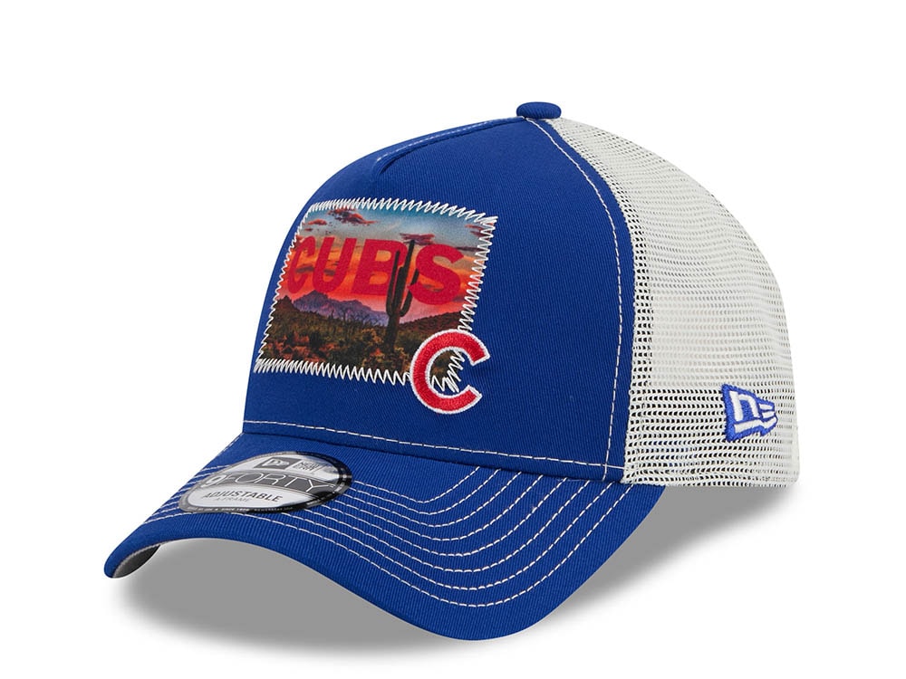 New Era Chicago Cubs M Patch Blue 9Forty A Frame Trucker Snapback Cap