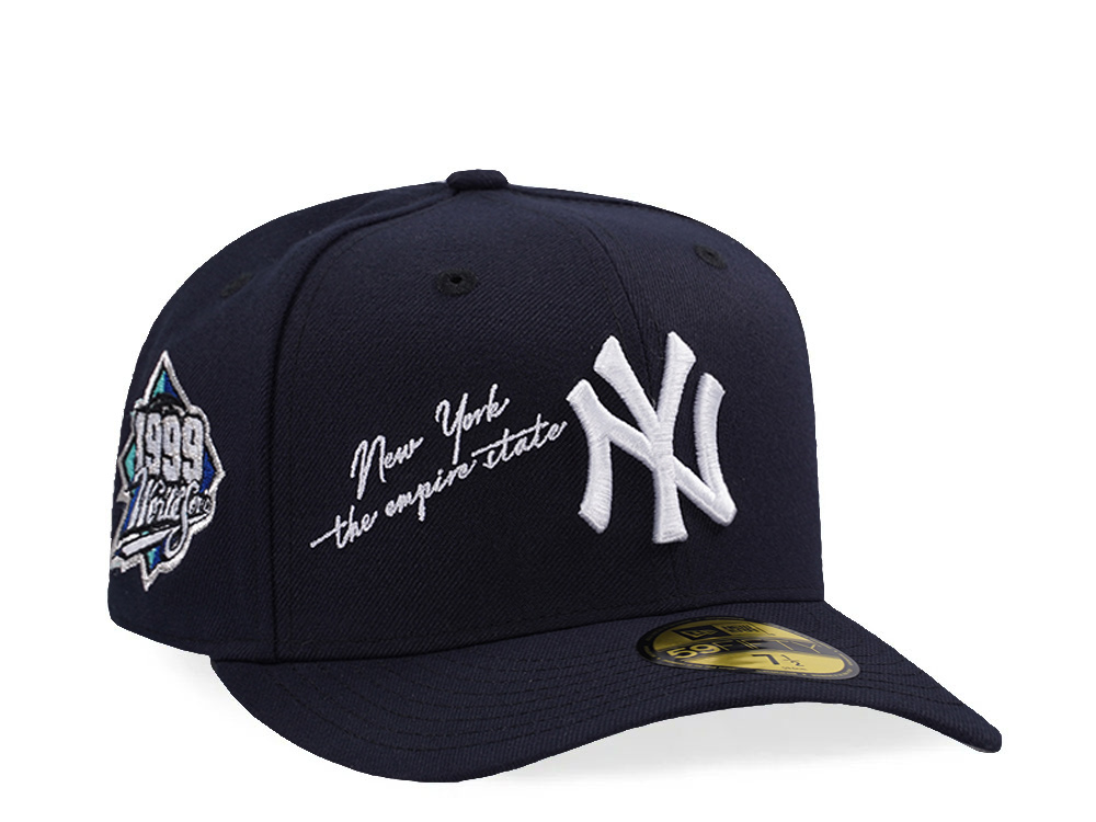 New Era New York Yankees World Series 1999 Script Navy Prime Edition Pre Curved 59Fifty Fitted Cap