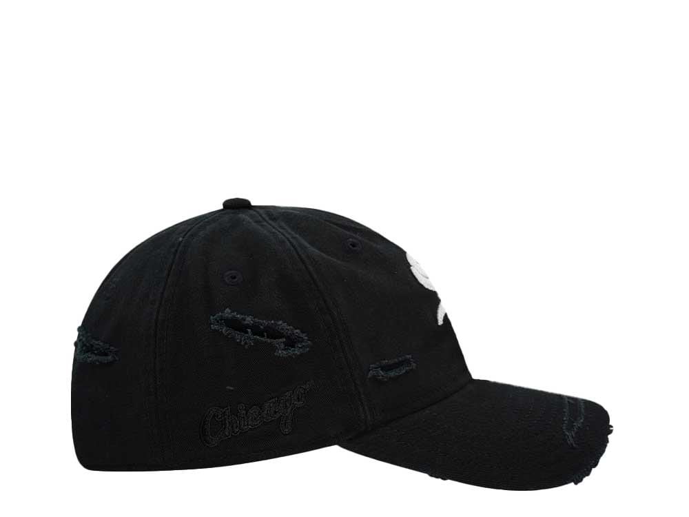 New Era Chicago White Sox Black Washed Distress 9Twenty Strapback Cap