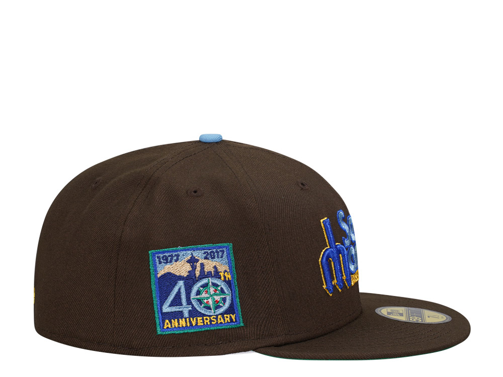 New Era Seattle Mariners 40th Anniversary Chocolate Script Throwback Edition 59Fifty Fitted Cap