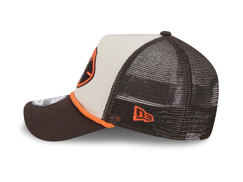 New Era Cleveland Browns Sideline 2024 9Forty A Frame Trucker Snapback Cap