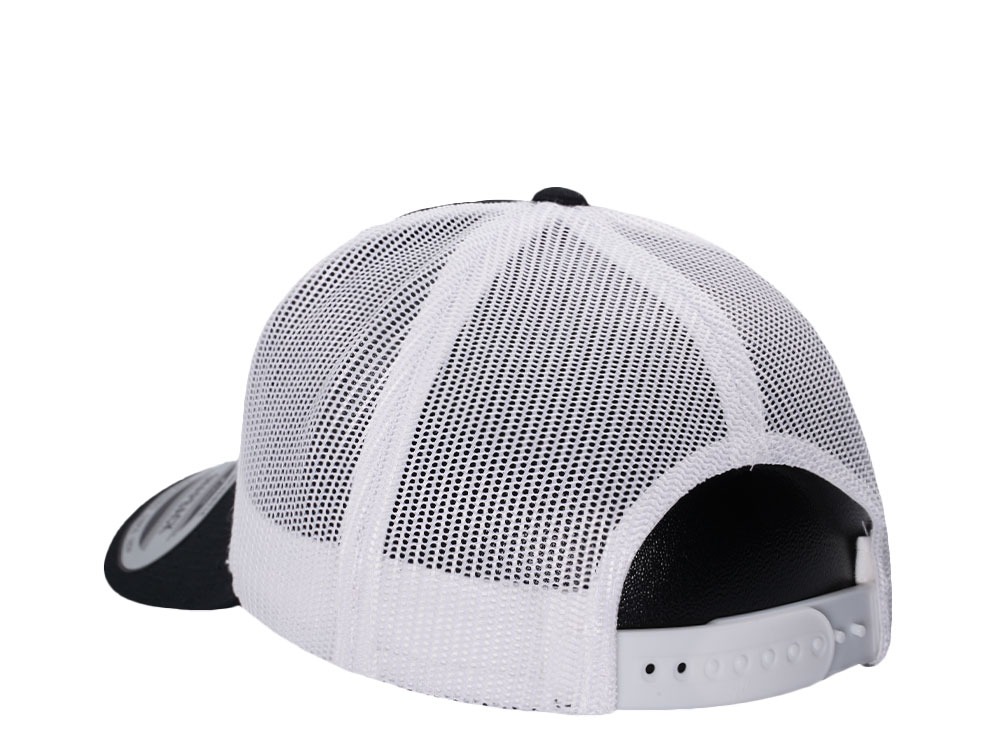 Yupoong Basic Black White Retro Trucker Snapback Cap