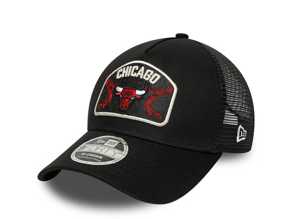 New Era Chicago Bulls Black 9Forty M Crown A Frame Trucker Snapback Cap