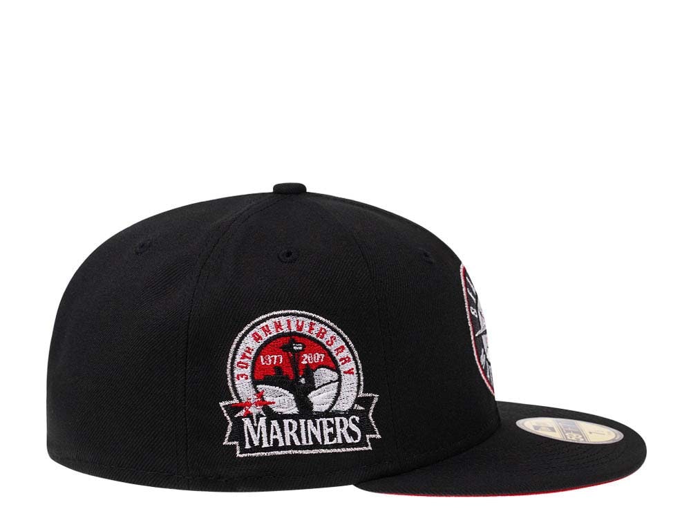 New Era Seattle Mariners 30th Anniversary Black and Red Prime Edition 59Fifty Fitted Cap