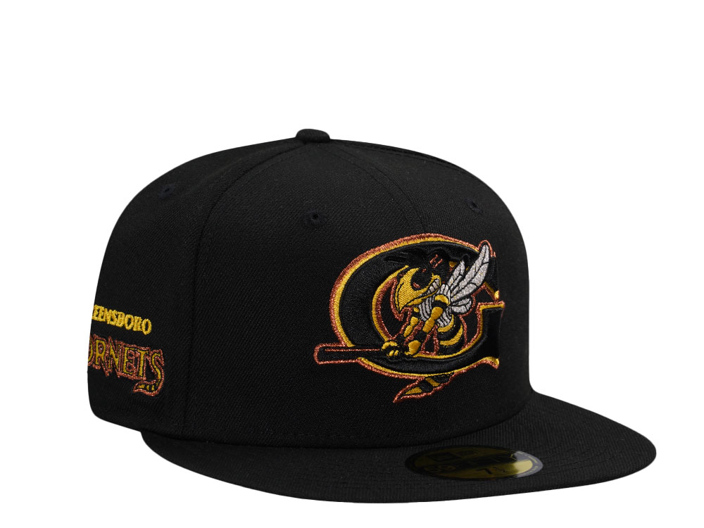 New Era Greensboro Hornets Black Yellow Prime Edition 59Fifty Fitted Cap