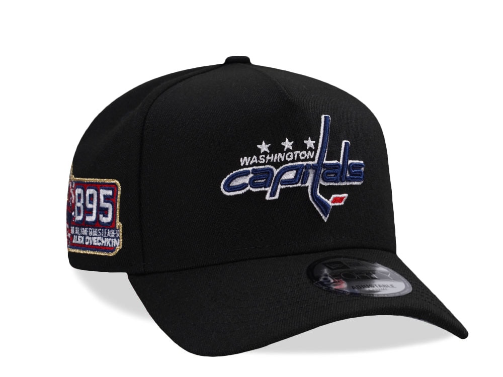 New Era Washington Capitals All Time Goals Leader Ovechkin Black Prime Edition 9Forty A Frame Snapback Cap