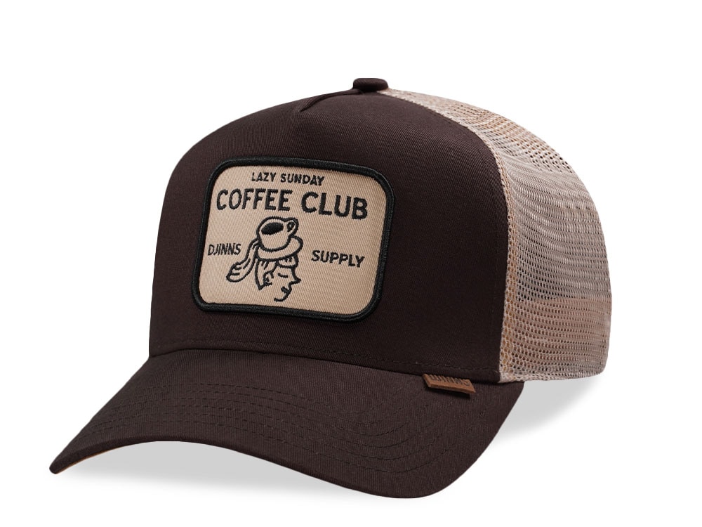 Djinns HFT Coffee Club Head Dark Brown Trucker Snapback Cap