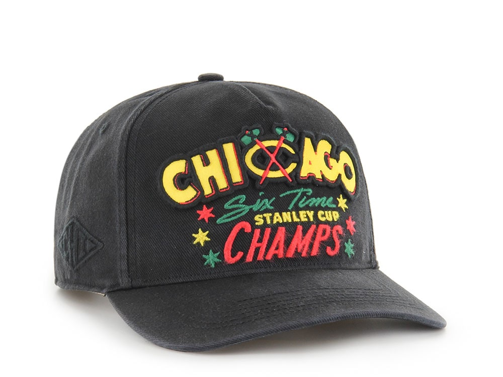 47Brand Chicago Blackhawks Vintage Stanley Black Charlton Edition Hitch Snapback Cap