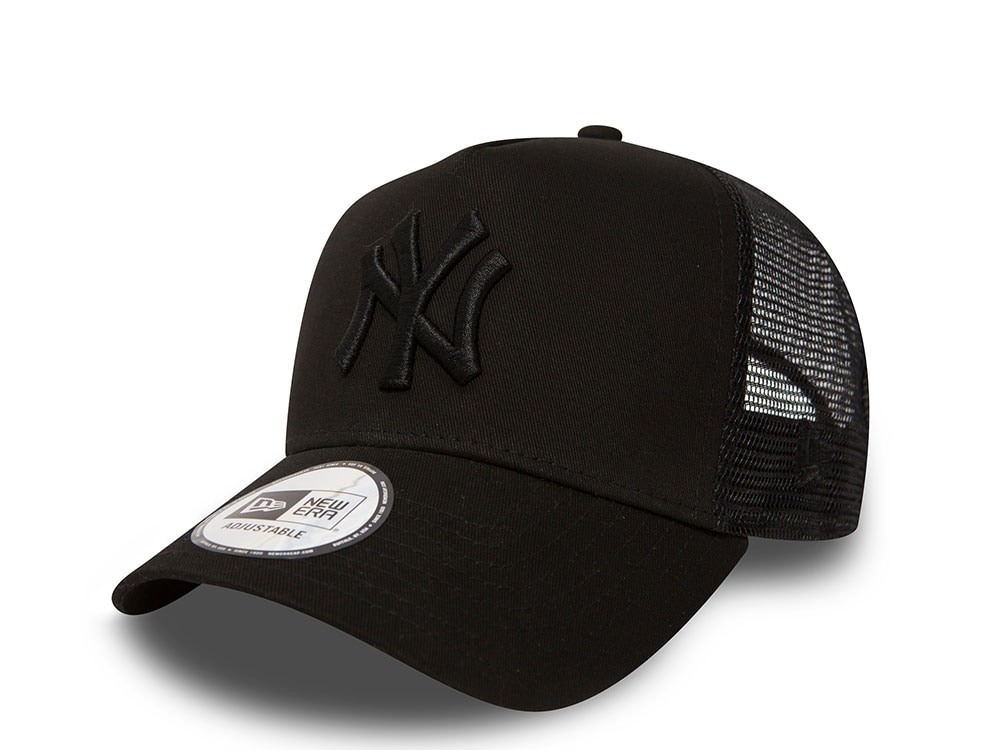 New Era New York Yankees All Black A Frame Trucker Snapback Cap