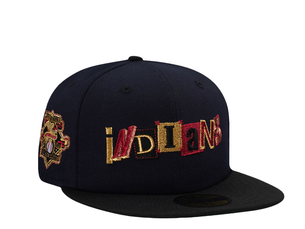 New Era Cleveland Indians 100 Season Ransom Note Navy Two Tone Edition 59Fifty Fitted Cap