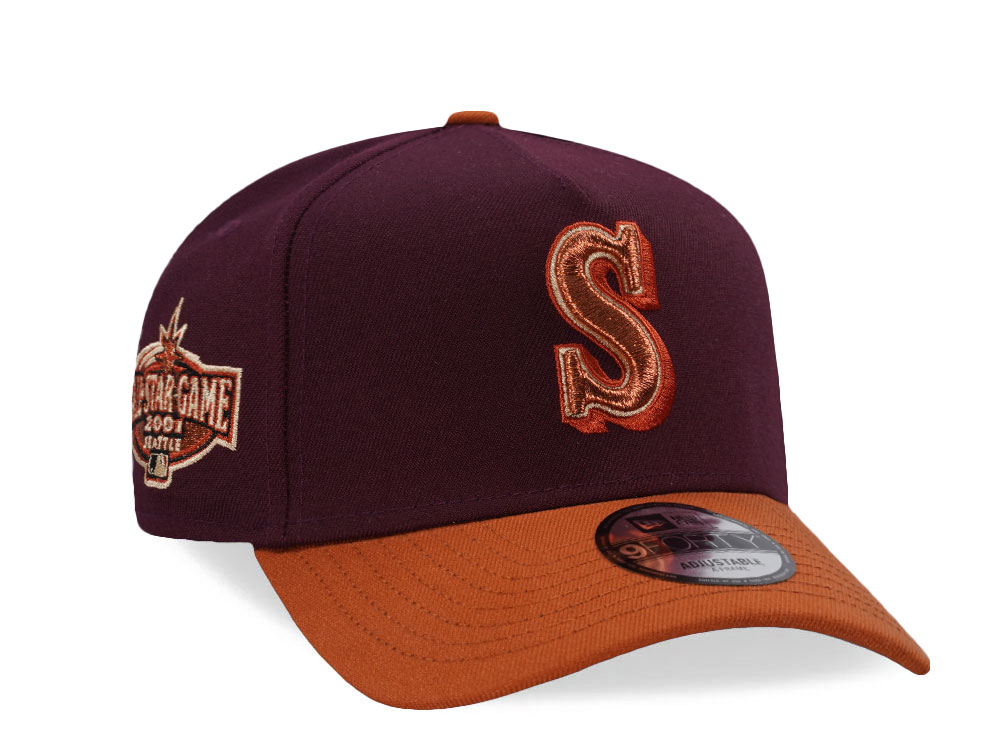 New Era Seattle Mariners All Star Game 2001 Maroon Rust Two Tone Edition 9Forty A Frame Snapback Cap