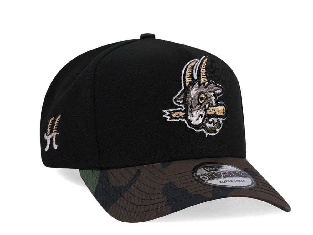 New Era Hartford Yard Goats Black Camo Two Tone Edition 9Forty A Frame Snapback Cap