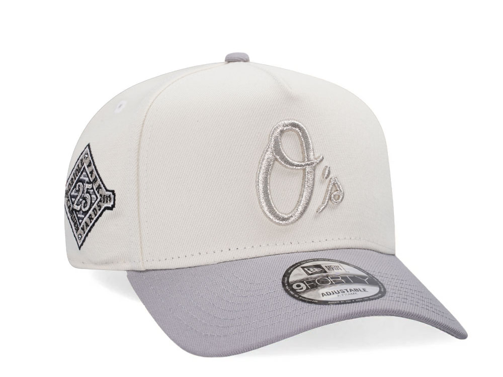 New Era Baltimore Orioles 25th Anniversary Metallic Chrome Two Tone 9Forty A Frame Snapback Cap