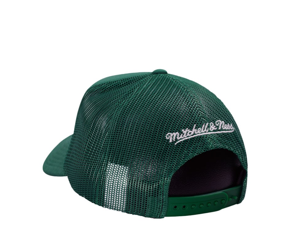 Mitchell & Ness Milwaukee Bucks Green Trucker Adjustable Fit Snapback Cap