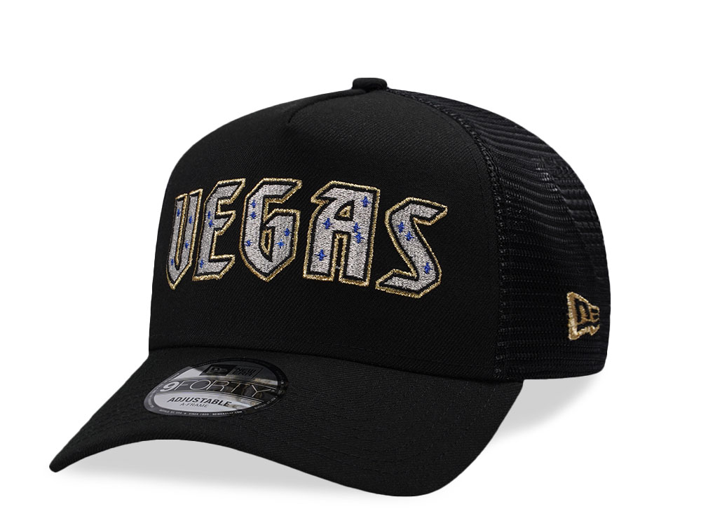 New Era Vegas Golden Knights Black Prime Edition 9Forty A Frame Trucker Snapback Cap