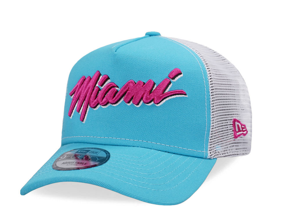 New Era Miami Heat Teal Summer Trucker Edition 9Forty A Frame Snapback Cap