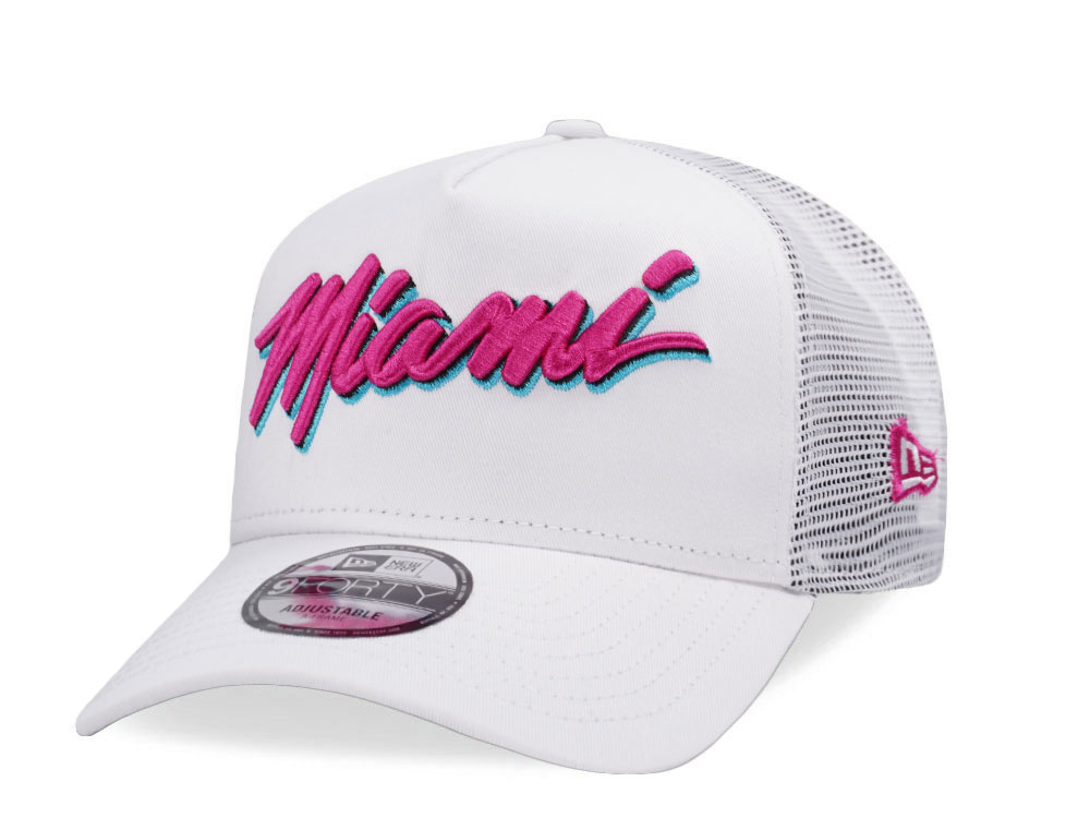 New Era Miami Heat White Summer Trucker Edition 9Forty A Frame Snapback Cap