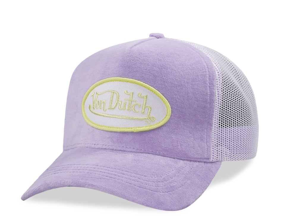 Von Dutch Oval Patch Lavender Velour Edition Trucker Snapback Cap