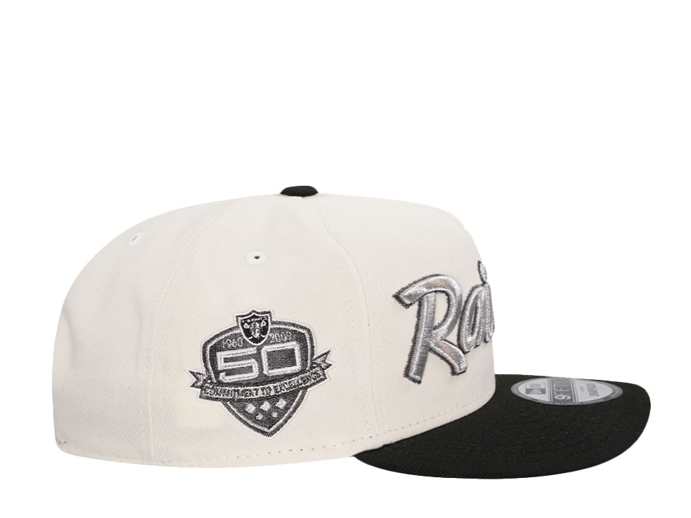New Era Las Vegas Raiders 50th Anniversary Chrome Two Tone 9Fifty A Frame Snapback Cap
