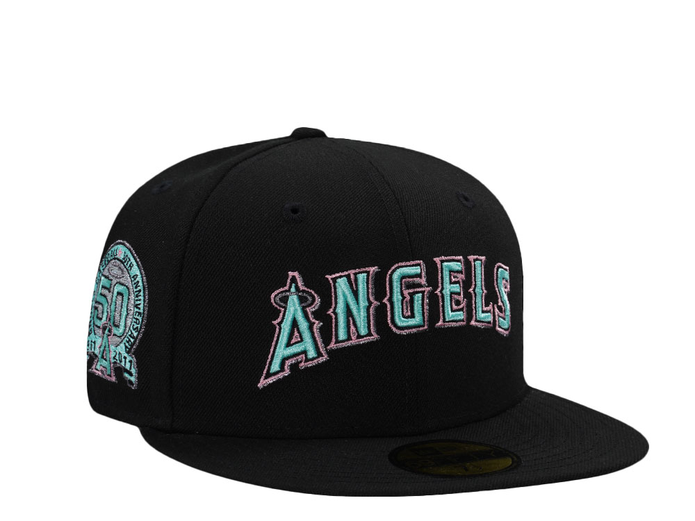 New Era Anaheim Angels 50th Anniversary Mint Black Prime Edition 59Fifty Fitted Cap