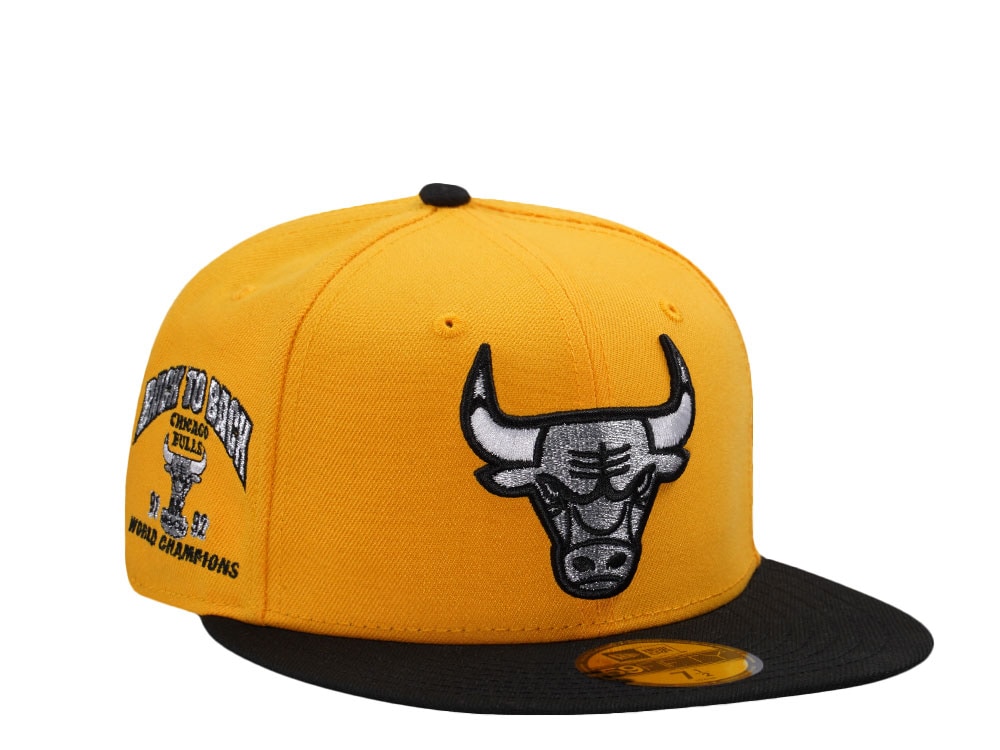 New Era Chicago Bulls Back To Back World Champions Yellow Two Tone Edition 59Fifty Fitted Cap