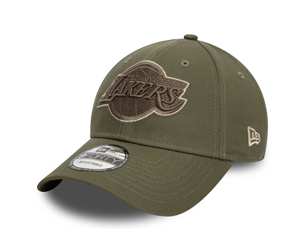 New Era Los Angeles Lakers Team Outline Olive 9Forty Strapback Cap