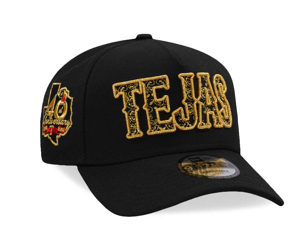 New Era Texas Rangers 40th Anniversary Metallic Black Prime Edition 9Forty A Frame Snapback Cap