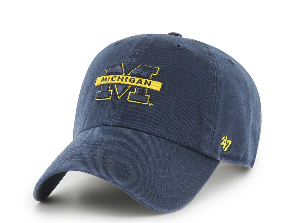 47 Brand Michigan Wolverines Navy Clean Up Strapback Cap