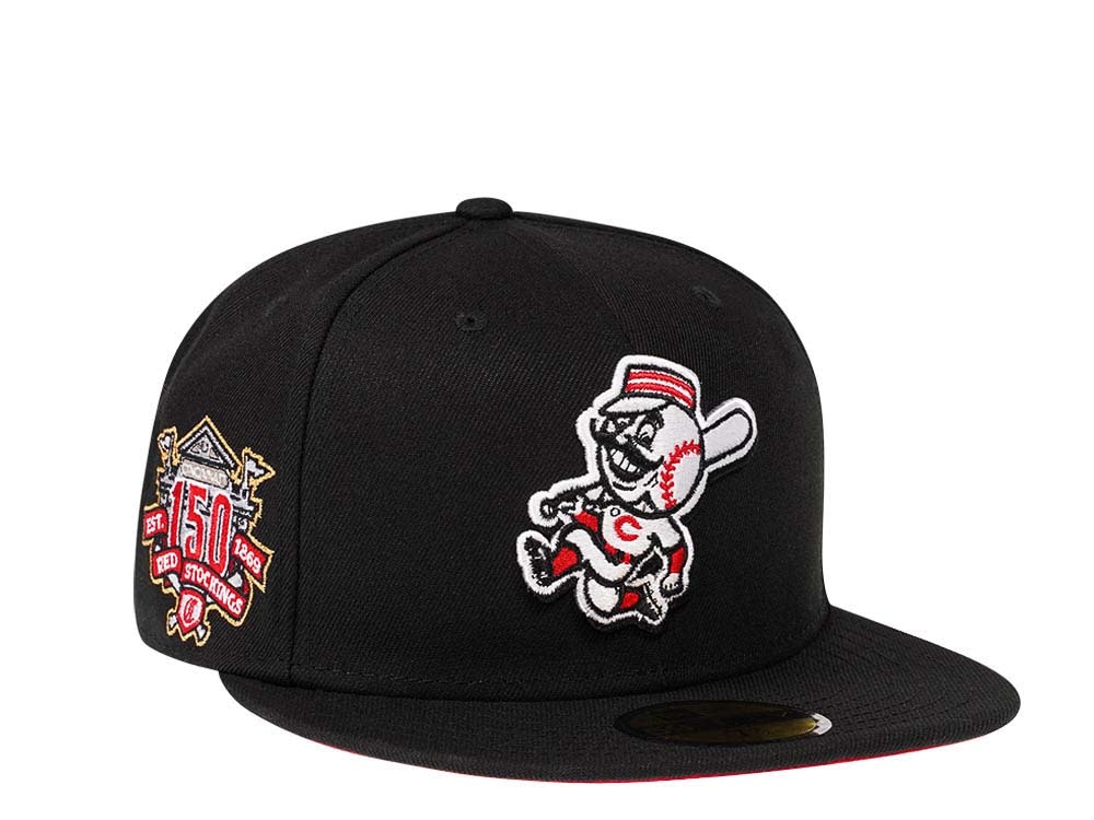 New Era Cincinnati Reds 150th Anniversary Black and Red Prime Edition 59Fifty Fitted Cap