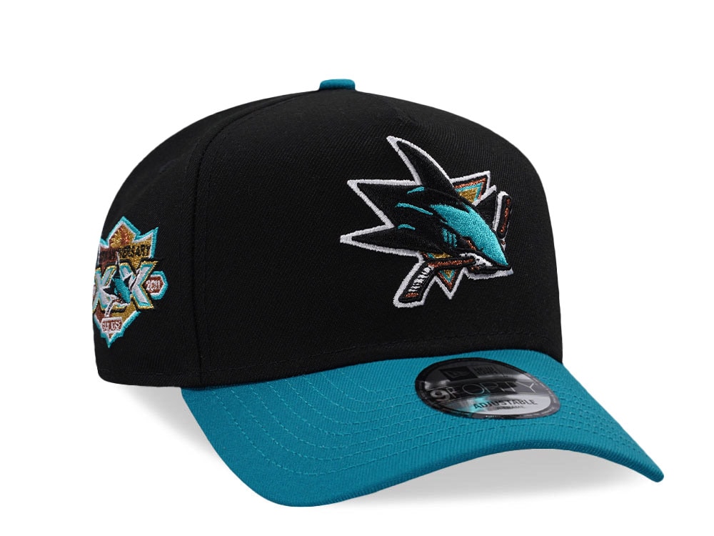New Era San Jose Sharks 20th Anniversary Black Two Tone Edition 9Forty A Frame Snapback Cap