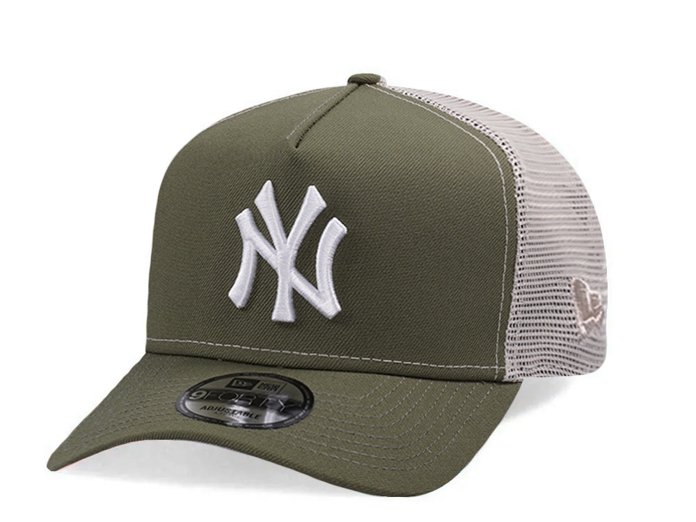 New Era New York Yankees New Olive Prime Edition 9Forty A Frame Trucker Snapback Cap