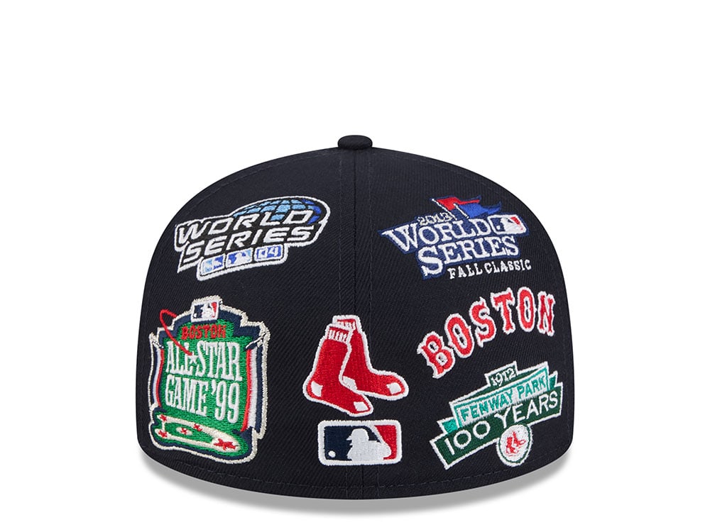 New Era Boston Red Sox All Over Navy Red 59Fifty Fitted Cap