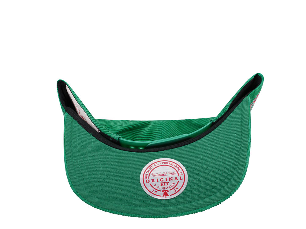 Mitchell & Ness Milwaukee Bucks Green Cord Hardwood Classic Snapback Cap