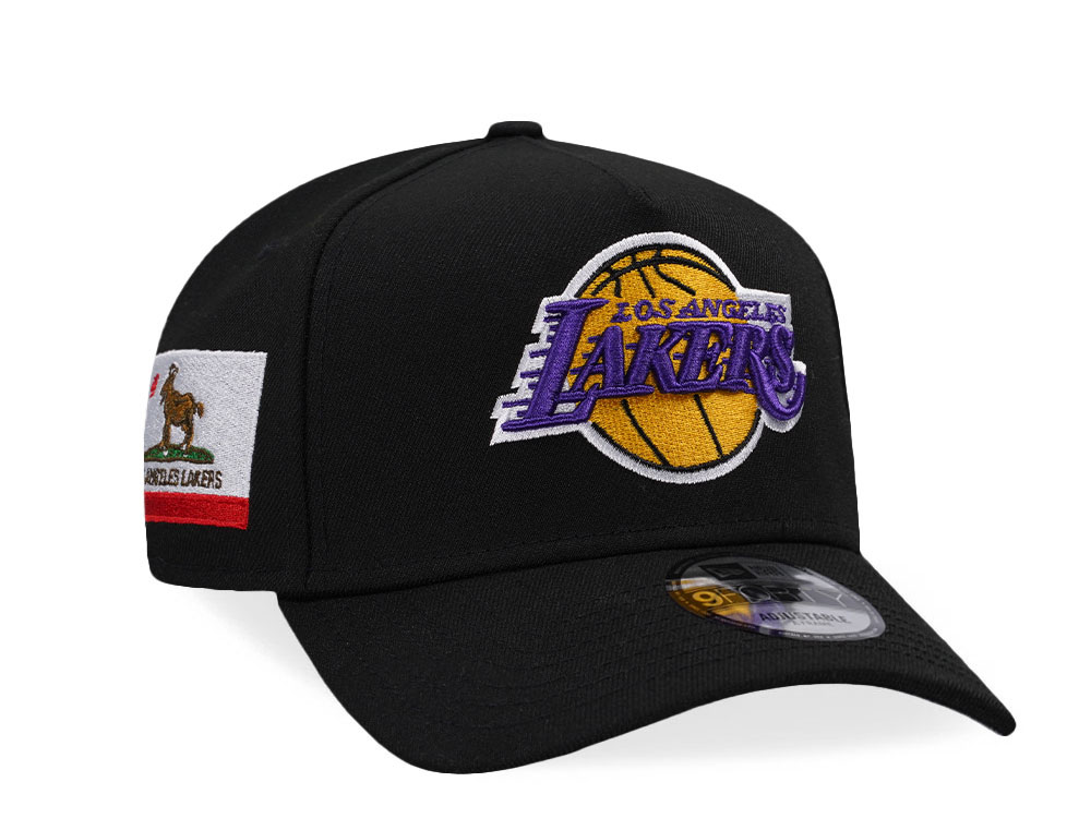 New Era Los Angeles Lakers Goat Flag Black Edition 9Forty A Frame Snapback Cap