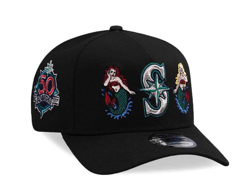 New Era Seattle Mariners 50th Anniversary Mermaid Black Prime Edition 9Forty A Frame Snapback Cap